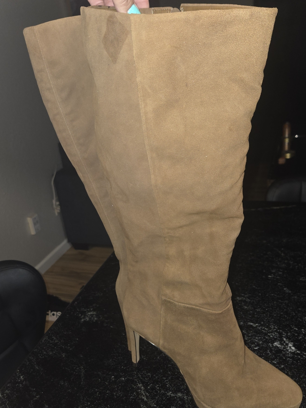 Vince Camuto Tall Suede Knee-High Boots in Camel Brown